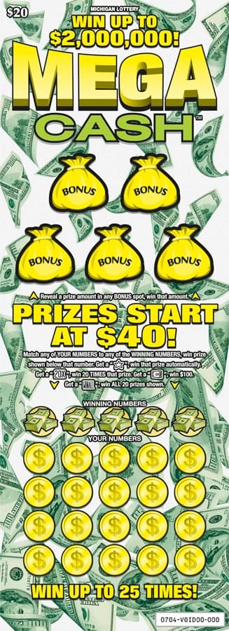 Mega Cash scratch-off ticket