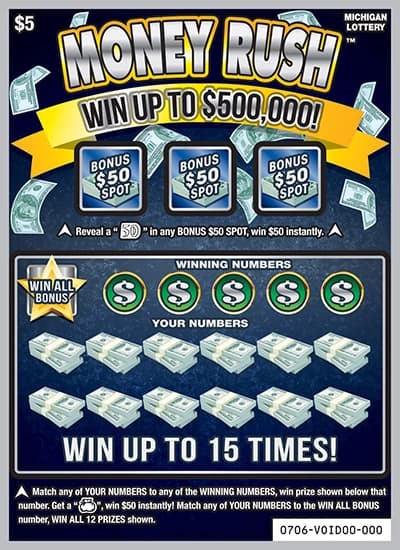 Money Rush scratch-off ticket
