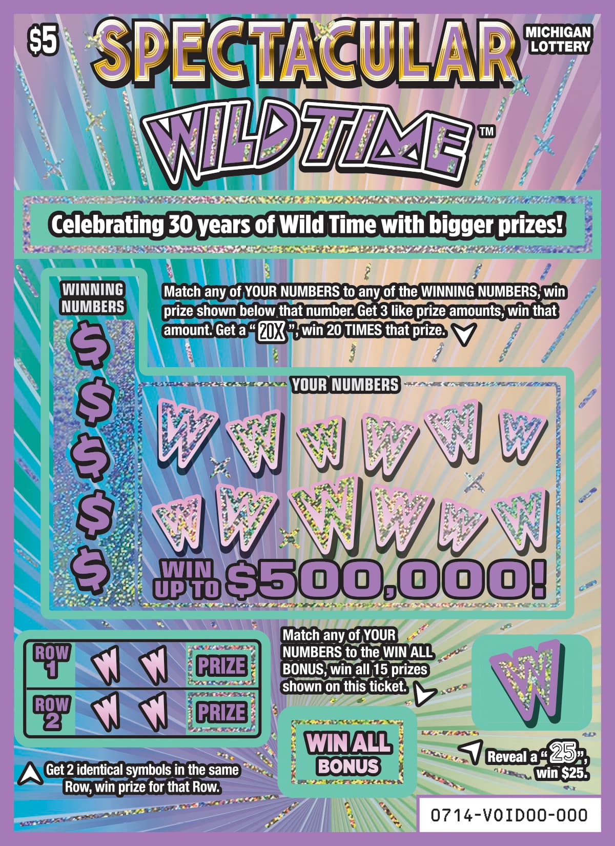 Spectacular Wild Time scratch-off ticket