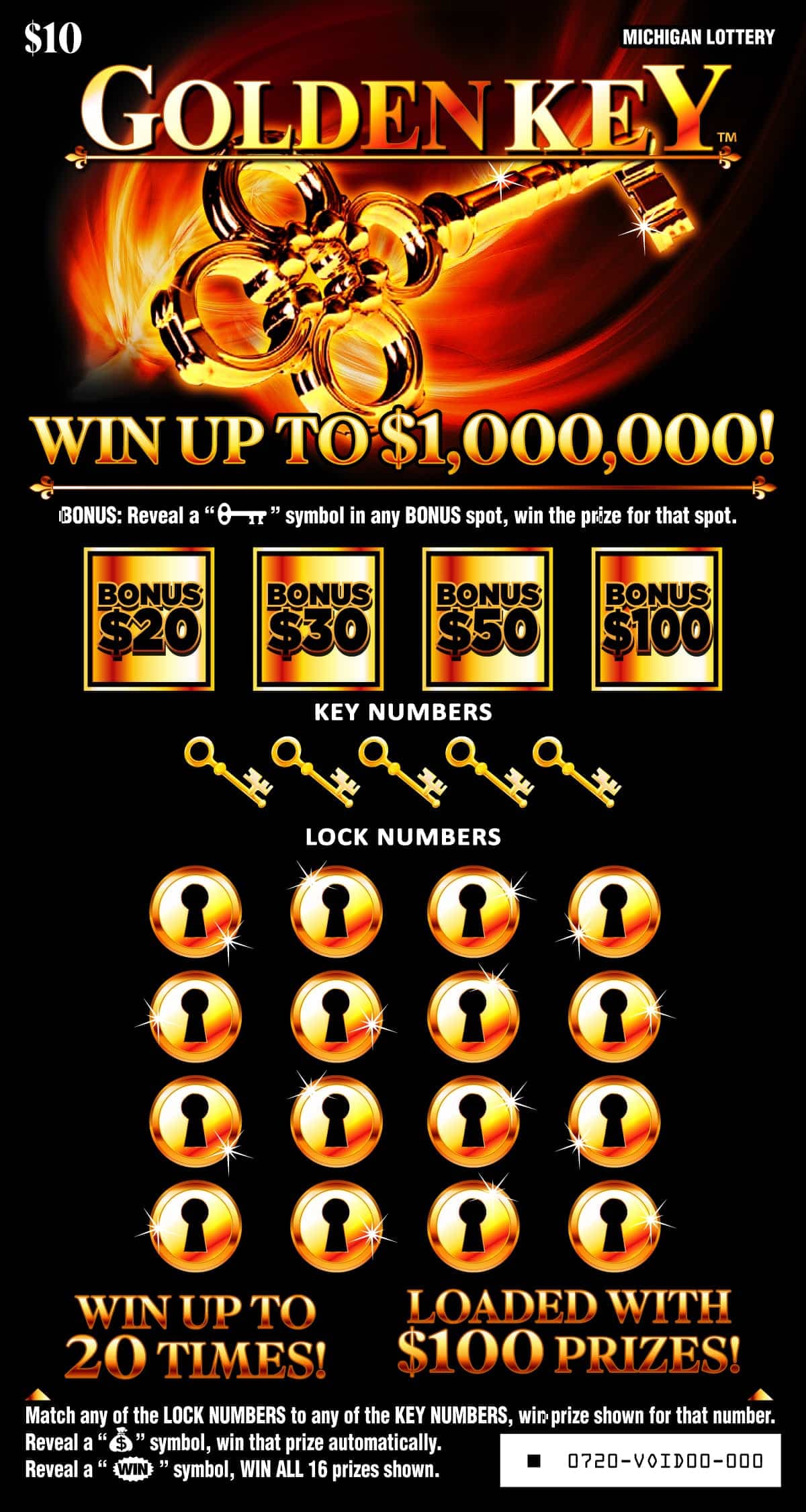 Golden Key scratch-off ticket