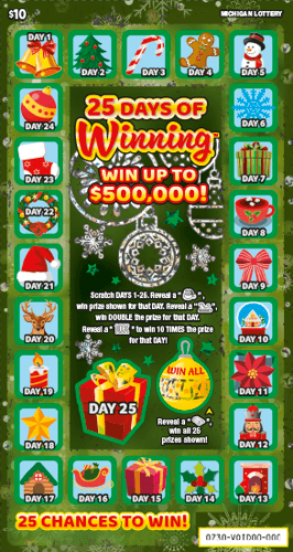 25 Days of Winning scratch-off ticket