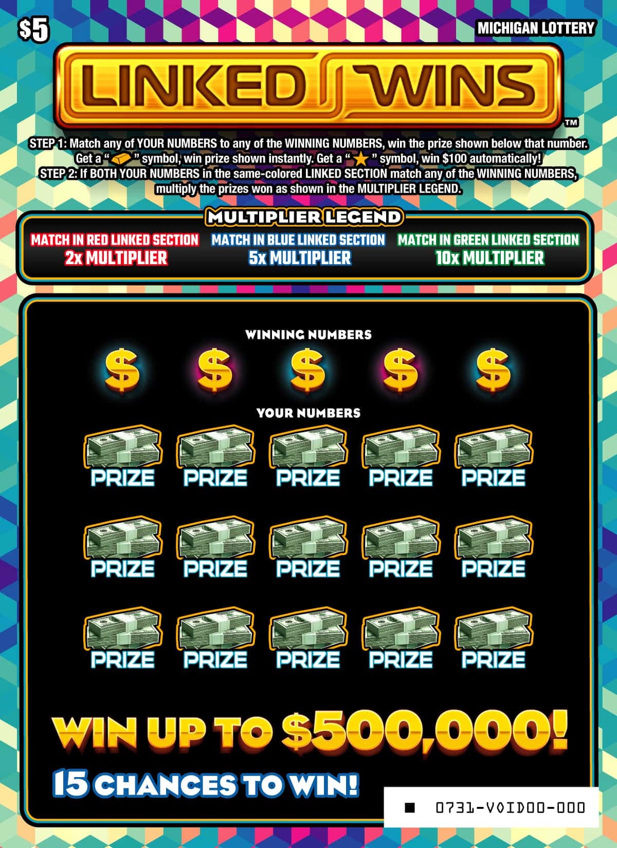 Linked Wins scratch-off ticket