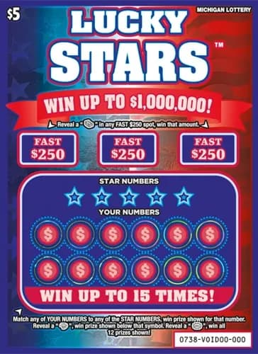 Lucky Stars scratch-off ticket