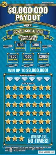 $8,000,000 Payout scratch-off ticket