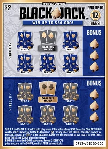 BLACKJACK scratch-off ticket