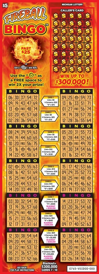 Fireball Bingo scratch-off ticket