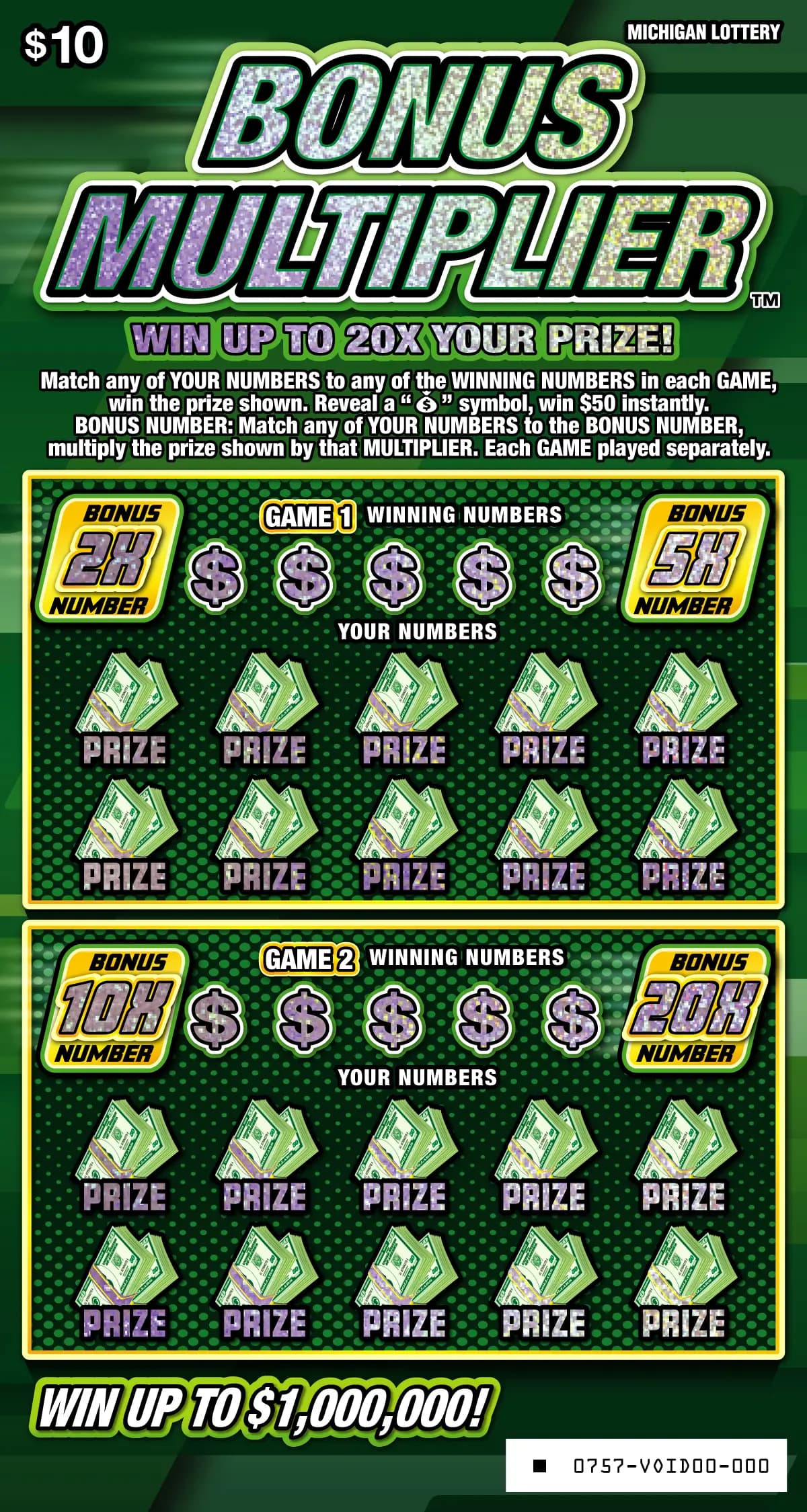Bonus Multiplier scratch-off ticket