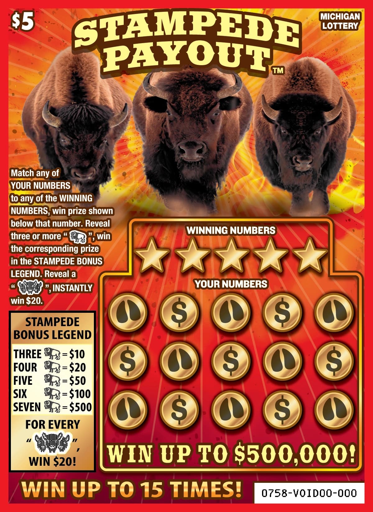 Stampede Payout scratch-off ticket