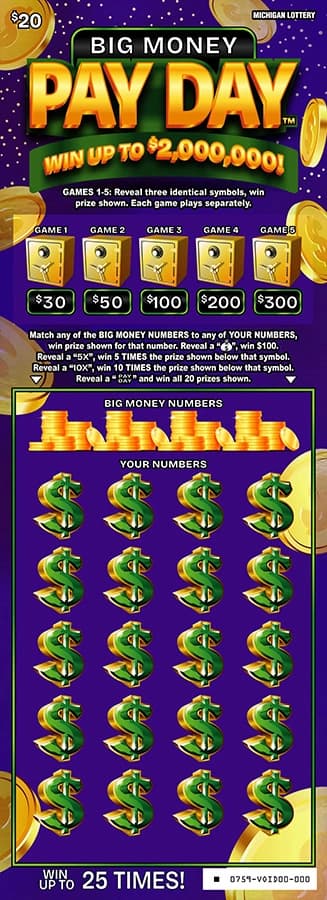 Big Money Pay Day scratch-off ticket