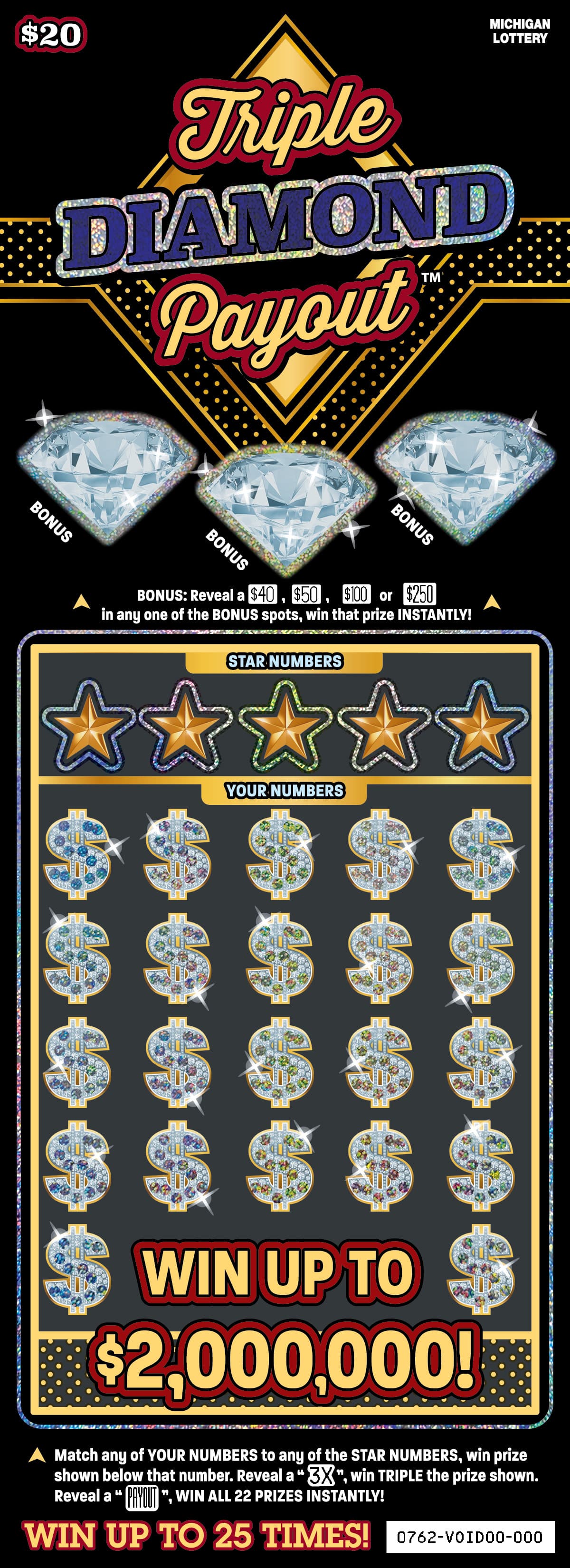 Triple Diamond Payout scratch-off ticket