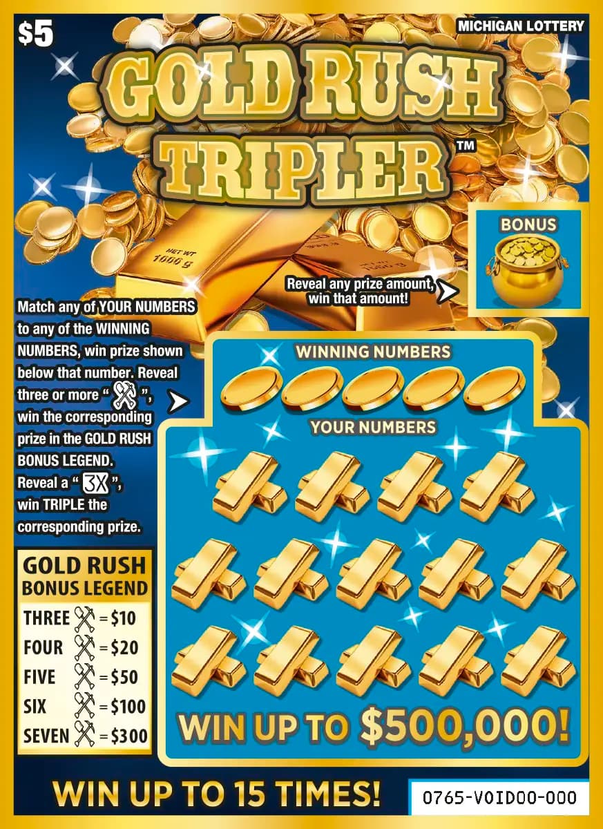 Gold Rush Tripler scratch-off ticket