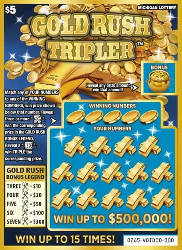 Gold Rush Tripler scratch-off ticket
