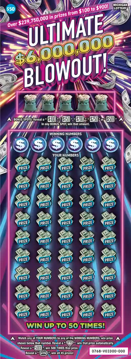 Ultimate $6,000,000 Blowout! scratch-off ticket