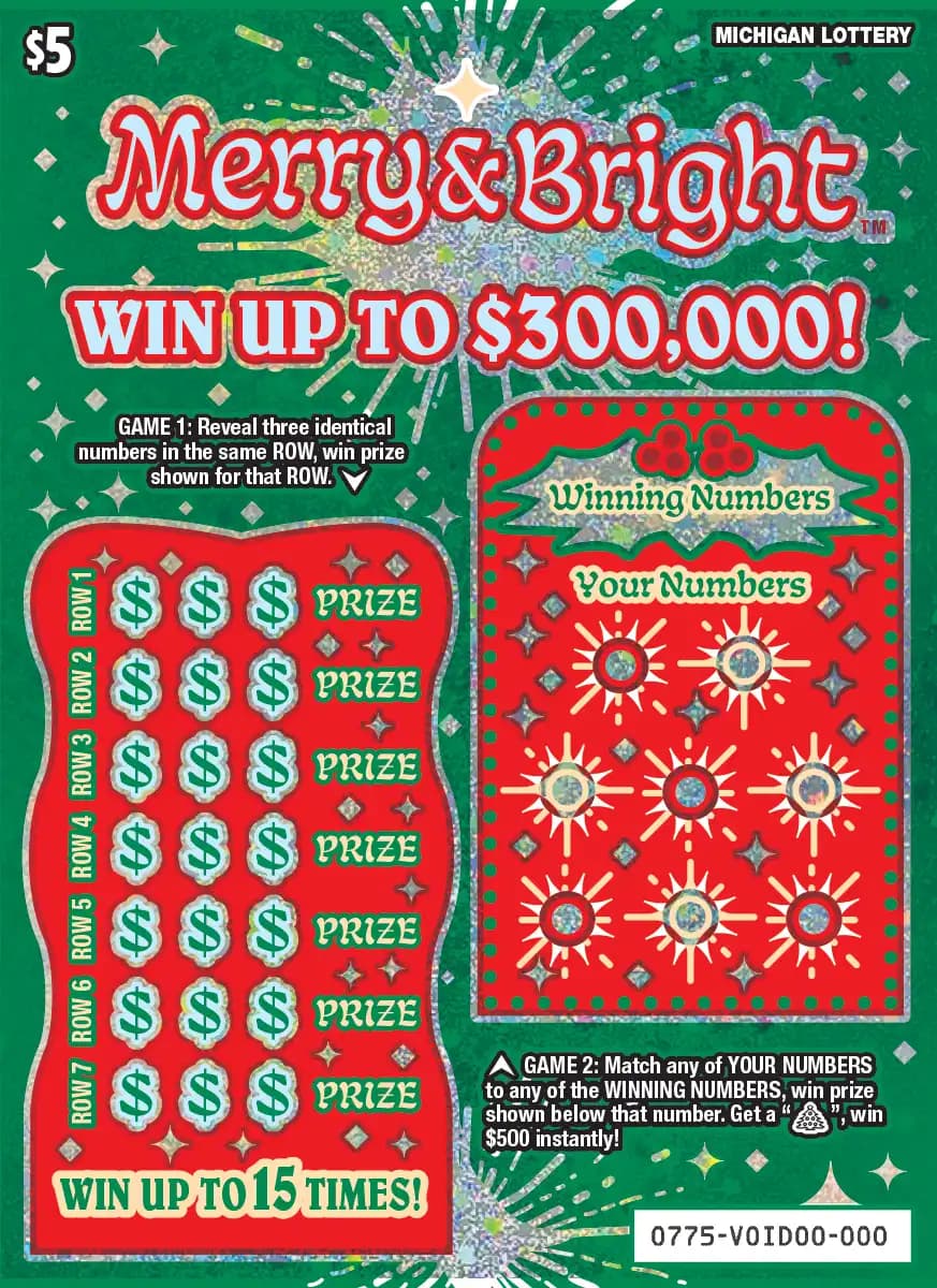 Merry & Bright scratch-off ticket