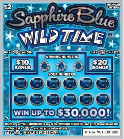 Sapphire Blue Wild Time scratch-off ticket
