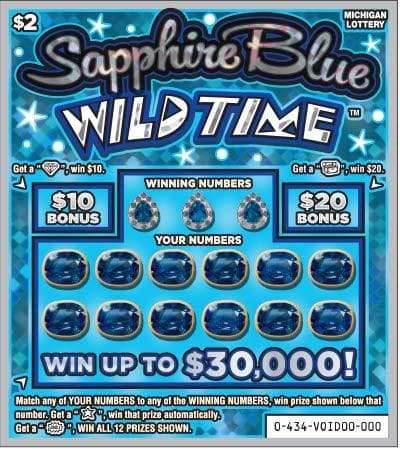 Sapphire Blue Wild Time scratch-off ticket