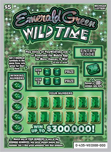 Emerald Green Wild Time scratch-off ticket