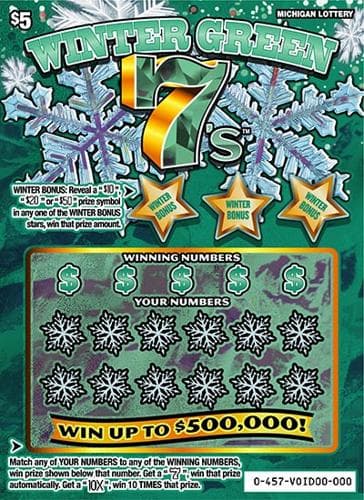 Winter Green 7's scratch-off ticket
