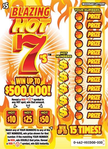 Blazing Hot 7's scratch-off ticket