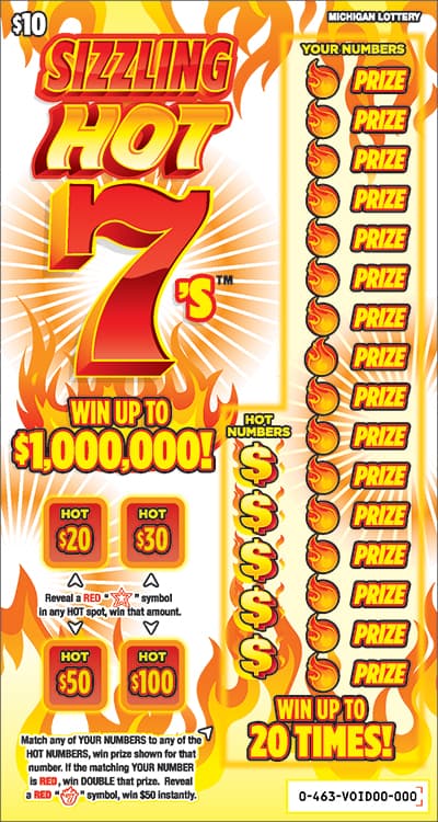 Sizzling Hot 7's scratch-off ticket