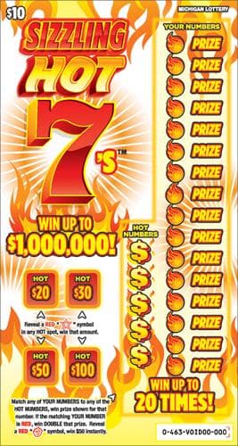 Sizzling Hot 7's scratch-off ticket