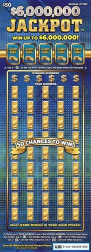 $6,000,000 Jackpot scratch-off ticket