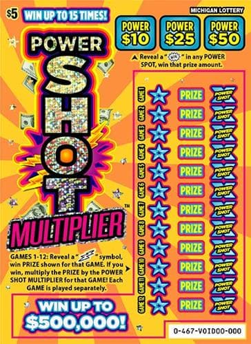 Power Shot Multiplier scratch-off ticket