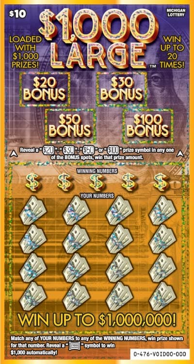 $1,000 Large scratch-off ticket