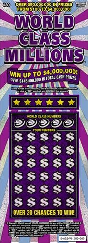 World Class Millions scratch-off ticket