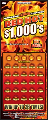 Red Hot $1,000s scratch-off ticket