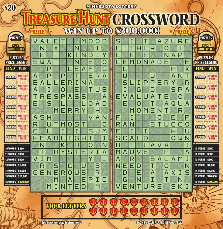 Treasure Hunt Crossword scratch-off ticket