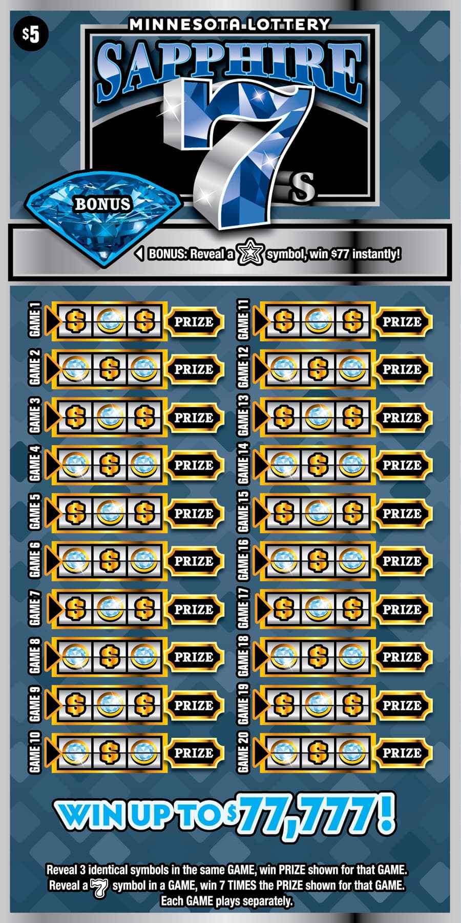 Sapphire 7s scratch-off ticket