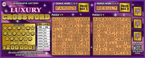 Luxury Crossword scratch-off ticket