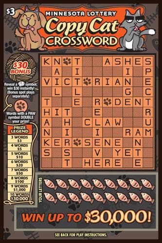 Copy Cat Crossword scratch-off ticket