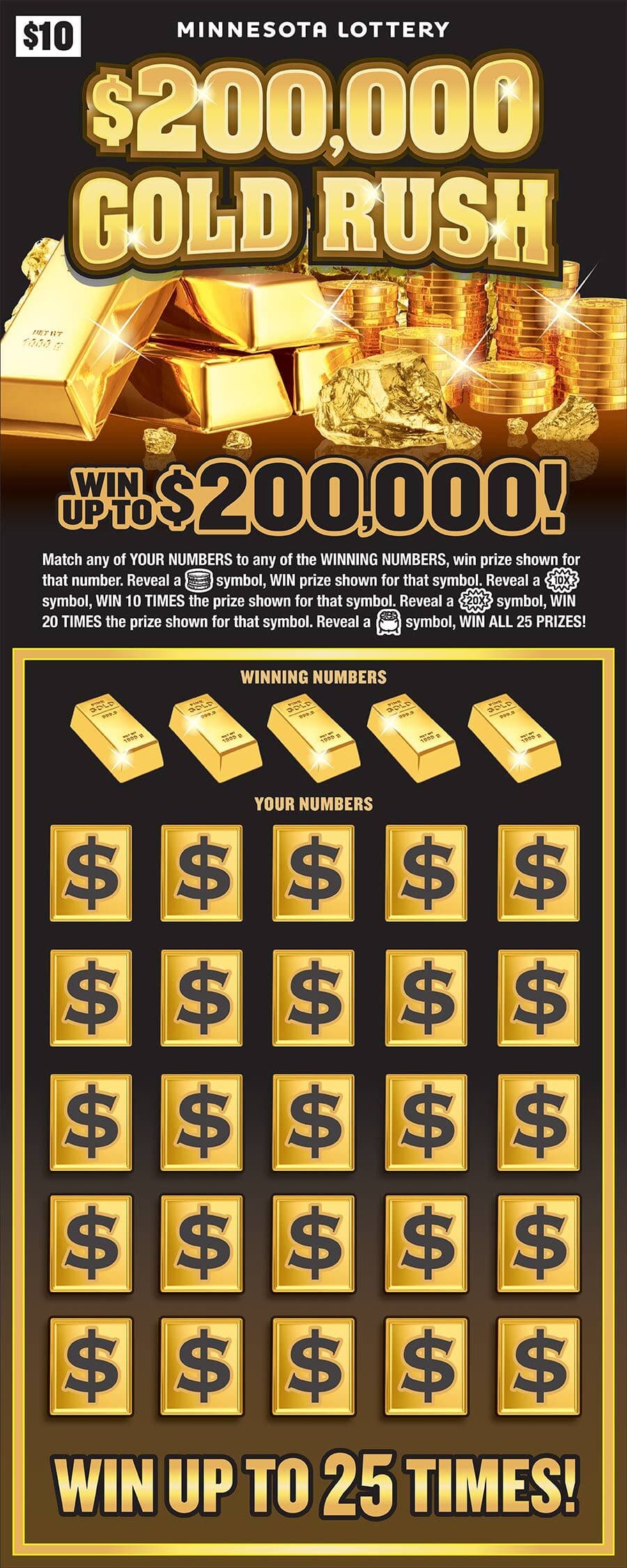 $200,000 Gold Rush scratch-off ticket