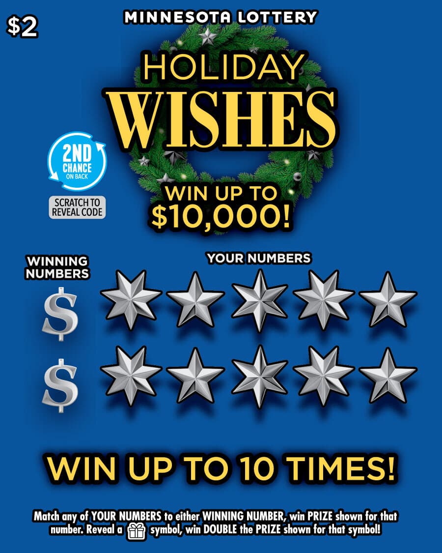 Holiday Wishes scratch-off ticket