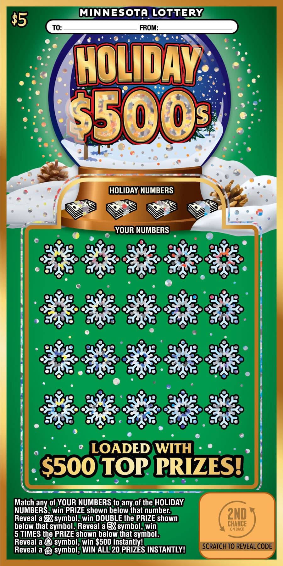 Holiday $500s scratch-off ticket