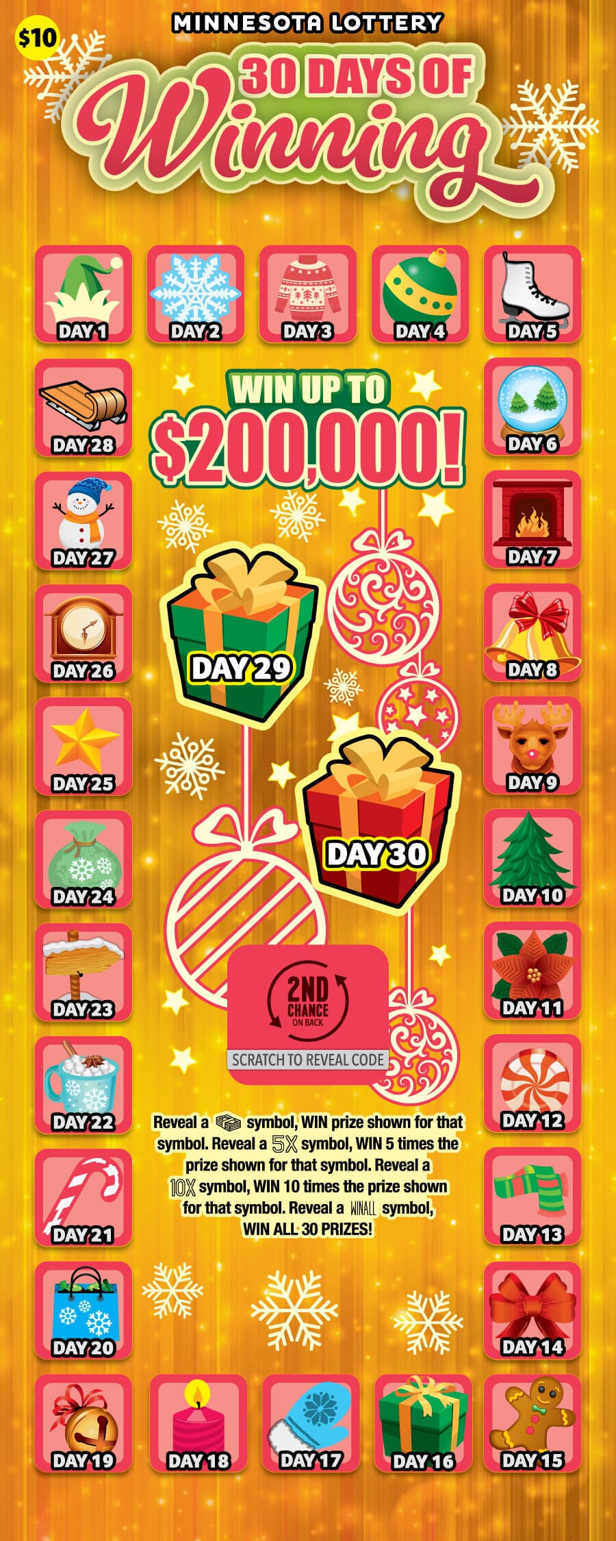 30 Days of Winning scratch-off ticket