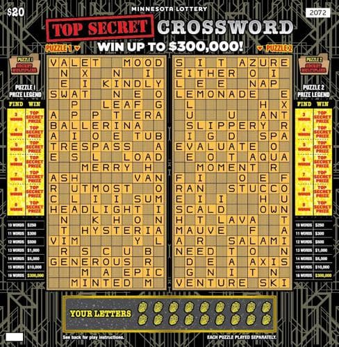 Top Secret Crossword scratch-off ticket