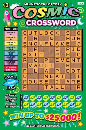 Cosmic Crossword scratch-off ticket