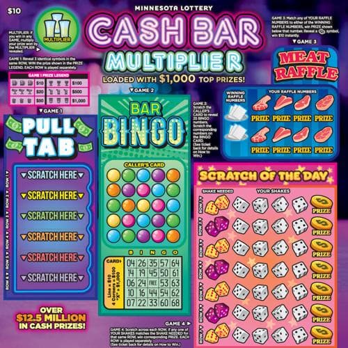 Cash Bar Multiplier scratch-off ticket