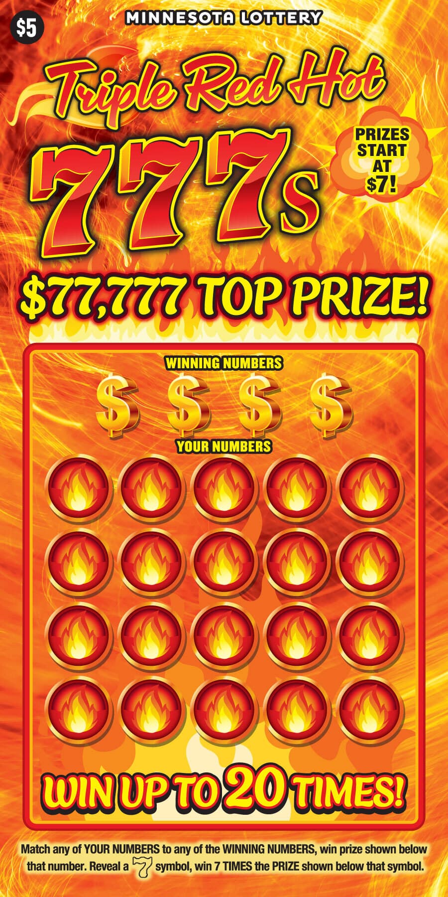 Triple Red Hot 777s scratch-off ticket