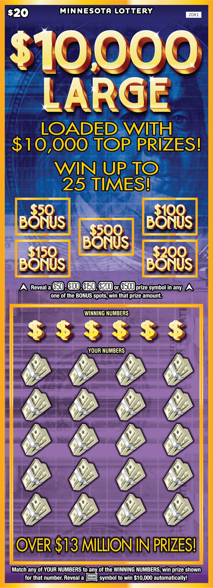 $10,000 Large scratch-off ticket