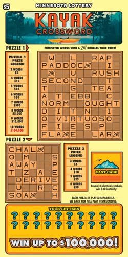 Kayak Crossword scratch-off ticket
