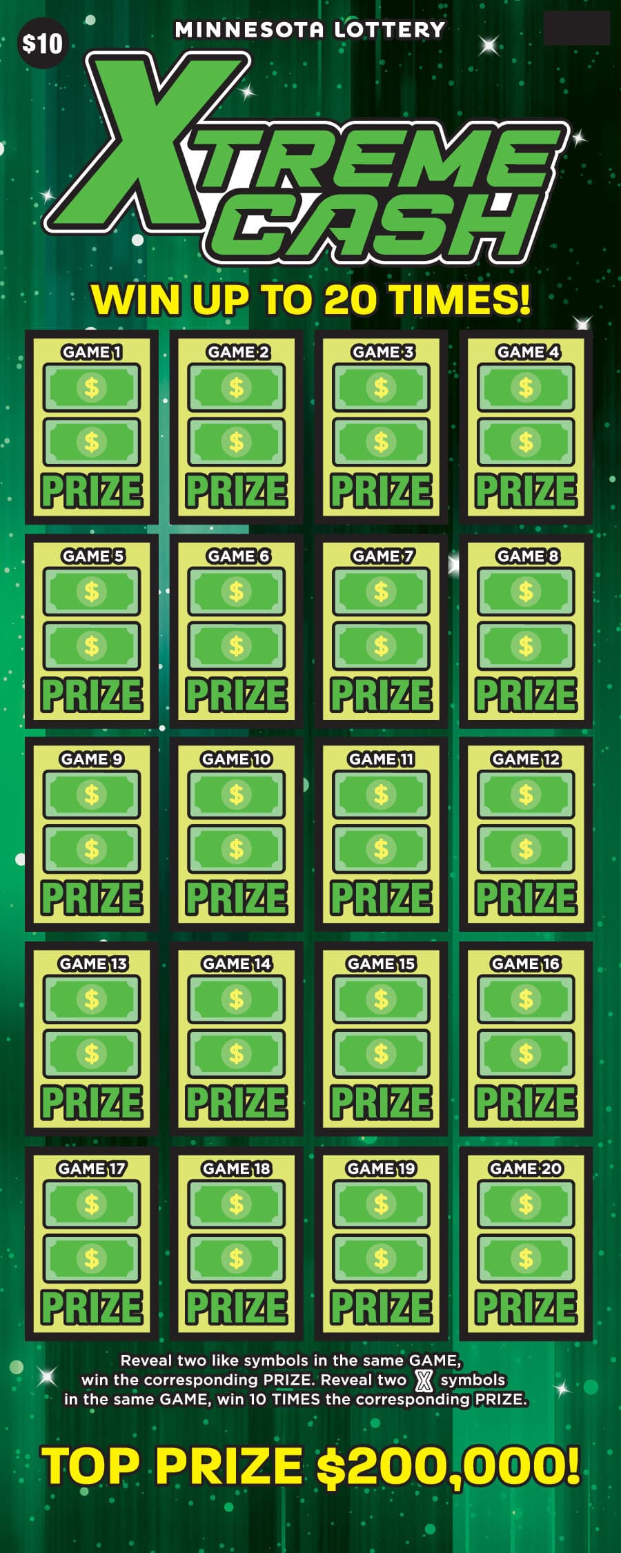 Xtreme Cash scratch-off ticket