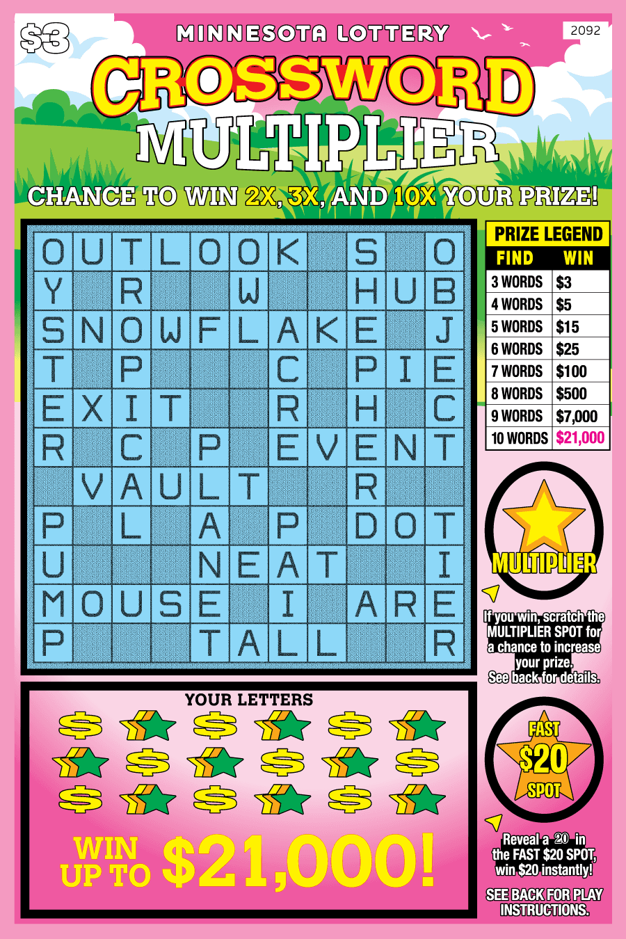 Crossword Multiplier scratch-off ticket