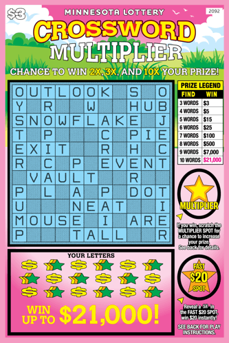 Crossword Multiplier scratch-off ticket