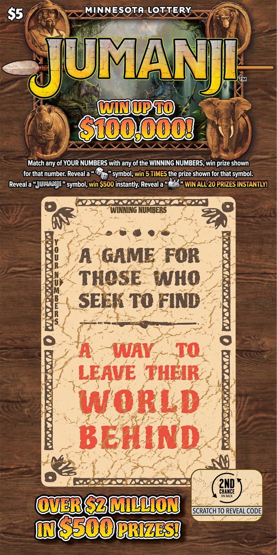 Jumanji scratch-off ticket