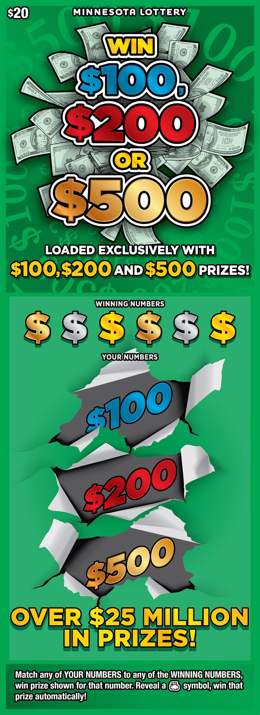 Win $100, $200, or $500 scratch-off ticket