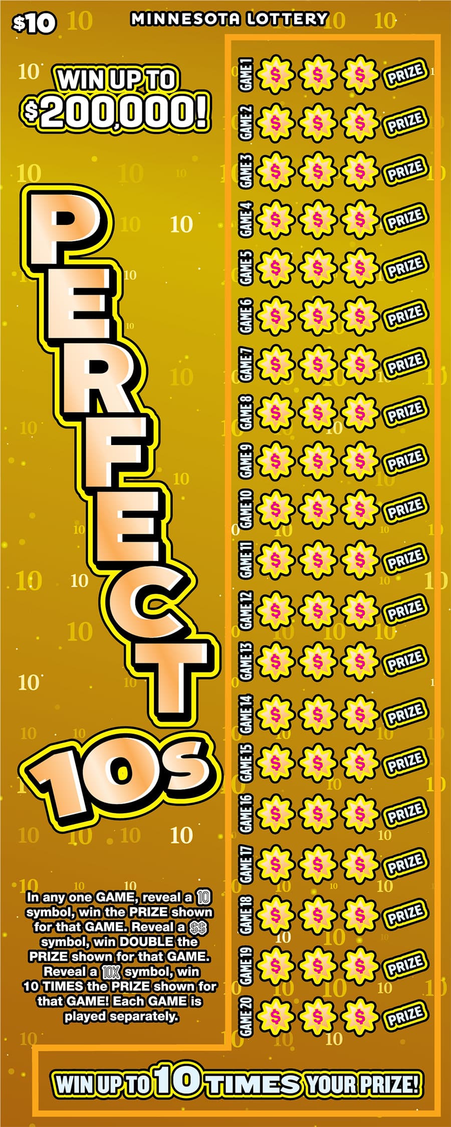 Perfect 10s scratch-off ticket